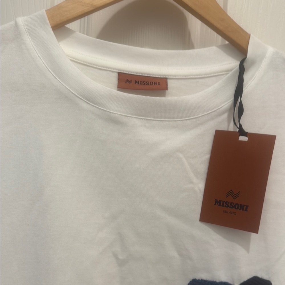 Missoni White Short Sleeve Tee with Crew Neck